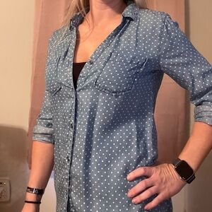 Tinsel Blue Polka Dot Button Down Shirt